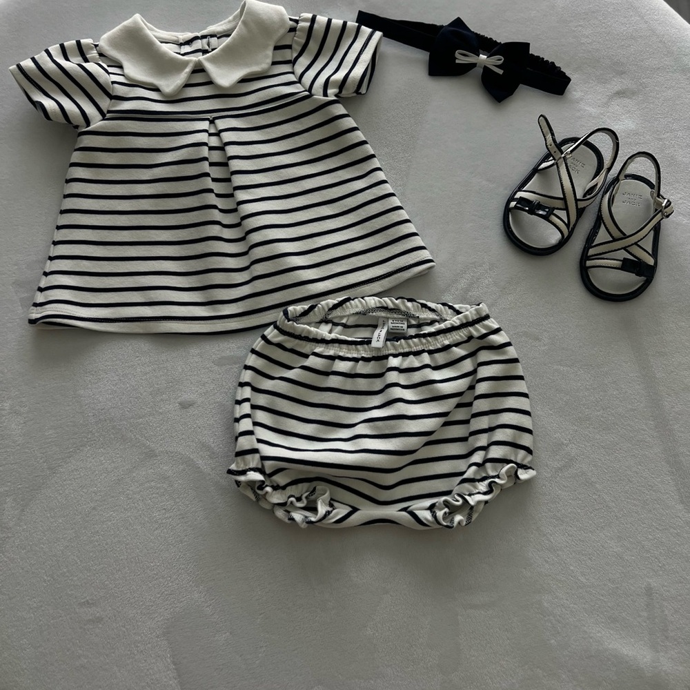 Striped Black and White Kids Outfit Set